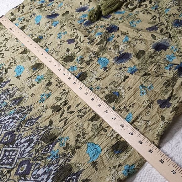 Evans Green and Blue Print Flowy Shirt with Tassels NWOT - Picture 10 of 11